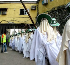 Eyo Iga Sasi procession at the Eyo festival at Tafawa Balewa Square in Lagos