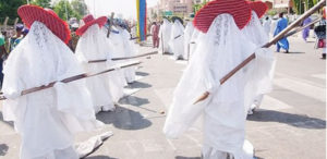 Eyo Iga Etti procession at the Eyo festival at Tafawa Balewa Square in Lagos