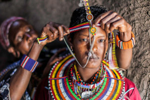 A Maasai bride in Traditional outfit