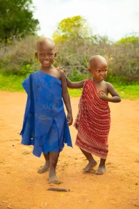 Young children dressing style Maasai society 